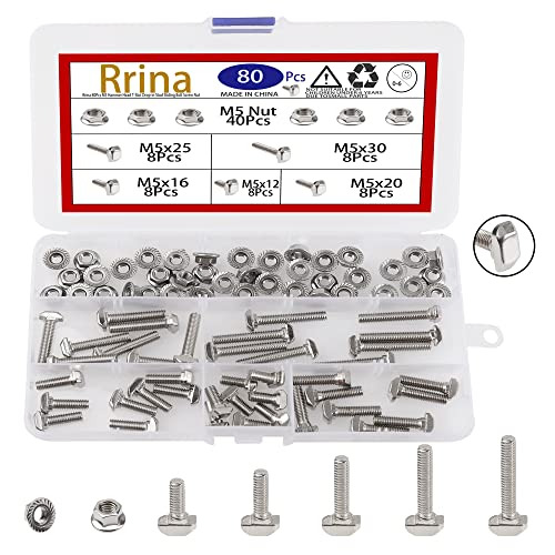 T-Nuten | 8 Stuks Hammerkop T-Slot Drop-In Stud Schuifbout Schroef Moer Assortiment Kit, Voor Europese Standaard Aluminium Profiel (M5-2 Serie) Bevestigingsmiddelen T-Nuten