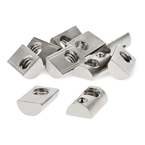 T-Nuten | 8020, 3670, 10 Serie 1/4-20 RVS Ss Roll In T-Moer met Balveer T-Sleuf Accessoires voor Aluminium Extrusie Hardware Moeren (10 Stuks) Bevestigingsmiddelen T-Nuten