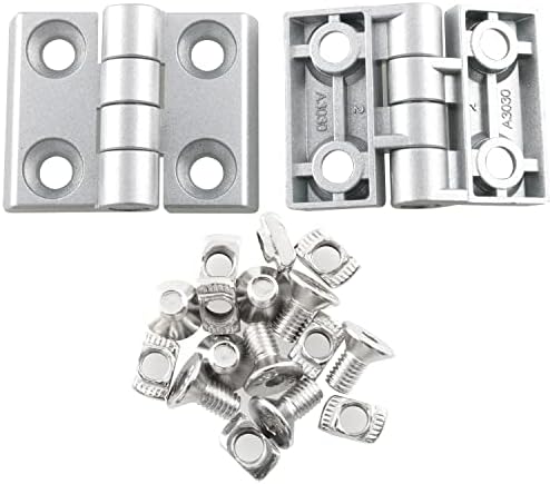 T-Nuten | E-Outstanding Aluminium Profiel Scharnier Installatie Kit, 2 Stuks 33 Zinklegering Scharnieren Met 8 Stuks Pz-33 Serie T-Nuts-M6 En 8 Stuks Pz-Vlakke Hoofd Zeskantige M612 Schroeven Bevestigingsmiddelen T-Nuten