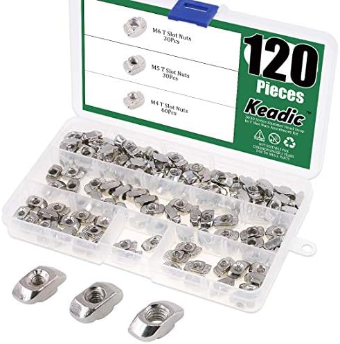 T-Nuten | Keadic 12Pcs 33 Series T Moeren, M4 M5 M6 Hamerkop Bevestigingsmiddelen Drop In T Slot Moer Assortiment Kit Met Organiserende Doos Voor Aluminium Profiel – Koolstofstaal Vernikkeld Bevestigingsmiddelen T-Nuten