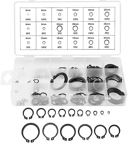 Veringringen | 150 Stuks Zwarte C Clips Snap Ring Winkel Assortiment 3Mm – 32Mm Interne Externe Lock Snap Behoud Ring Circlip Voor Industriële Bevestigingsmiddelen 18 Maten Met Doos Bevestigingsmiddelen Veringringen