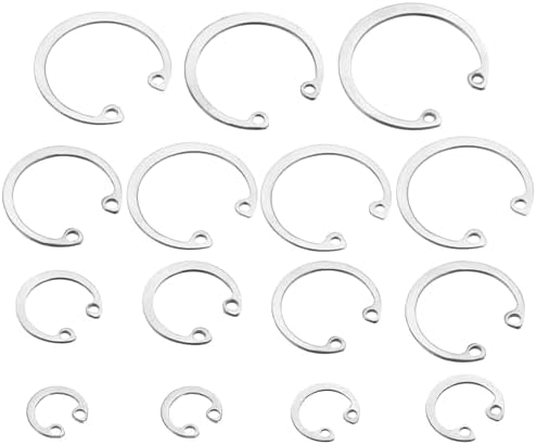 Veringringen | 200 Stuks Interne Behoudsring Circlip Assortiment Set, 304 Roestvrij Staal 15 Maten M8 M10 M12 M14 M16 M18 M20 M22 M24 M26 M28 M30 M32 M34 M36 Bevestigingsmiddelen Veringringen