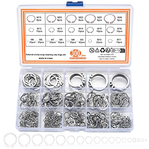 Veringringen | 3-delige Bevestigingsring Set, Interne Snapringen Kits, RVS Externe Circlip Snap Bevestigingsringen, 18 Maten Circlip Bevestigingsringen Assortiment Kit Voor Geprofileerde Assen, Pinnen, Studs Bevestigingsmiddelen Veringringen