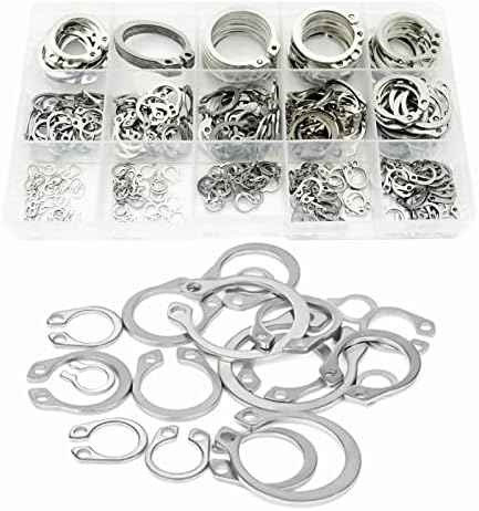 Veringringen | 33 stuks 15-maten metrische 34 roestvrijstalen externe bevestigings C-clips ringen/externe circlip snap bevestigingsclip ring assortiment kit – 4 mm tot 28 mm Bevestigingsmiddelen Veringringen