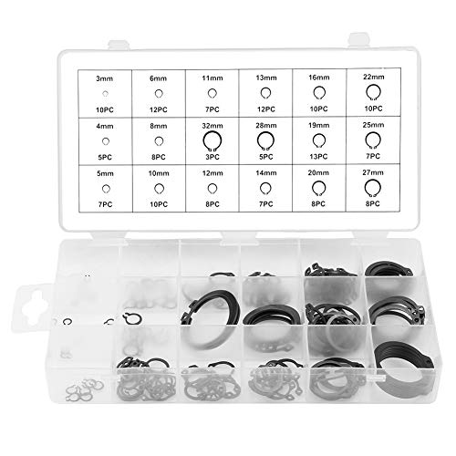 Veringringen | C-Clips Circlip Ringen, 150 Stuks Snap Ring Assortiment Set, Externe Bevestigingsring Assortiment Kit, Bevestigingsclip Ring Assortiment Set, Voor Assen, Asdelen en Andere Beweegbare Onderdelen Bevestigingsmiddelen Veringringen