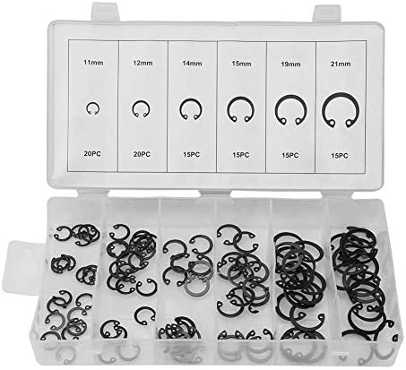 Veringringen | Externe Reteniringen Assortiment Kit, 100 Stuks Snapringen Circlip Set 6 Maten Van 11Mm Tot 21Mm Voor Geprofileerde Assen, Pinnen, Studs En Meer Bevestigingsmiddelen Veringringen