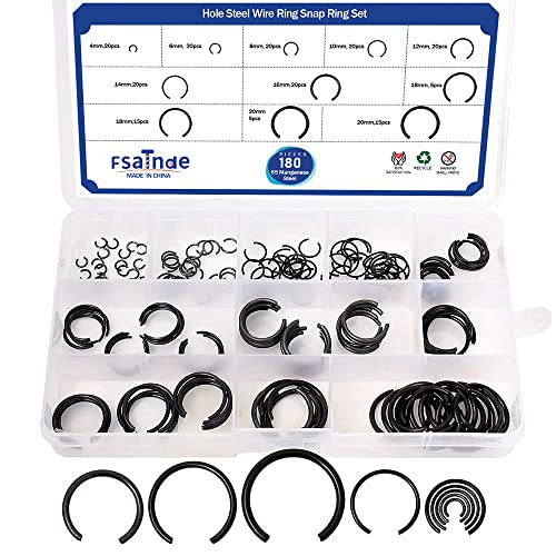 Veringringen | Gb895.1 65Mn Φ4-Φ2 Gat Stalen Draad Ring Snap Ring Set, Lager Stop Ring Assortiment Kit, Mix Ronde Draad Snap Ringen Voor Gaten, 18 Stuks Bevestigingsmiddelen Veringringen