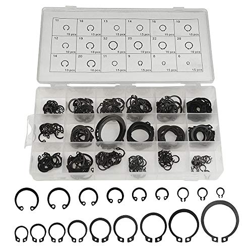 Veringringen | Xingyheng 225 Stuks 18 Maten Legering Staal Circlip Snap Ring Externe Bevestigingsklemmen Ring Wasmachine Assortiment Kit 6-32Mm (Zwart) Bevestigingsmiddelen Veringringen