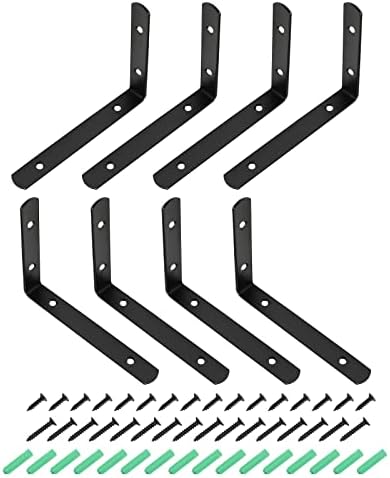 Beugels | 5,91″ X 4,33″ X 0,79″ (LxBxH) L-beugels Hoeksteunen – 4-Pack – Geschikt voor het Repareren van Houten Meubels – RVS Hoekbeugels met Schroeven – Zwart Beugels Beugels