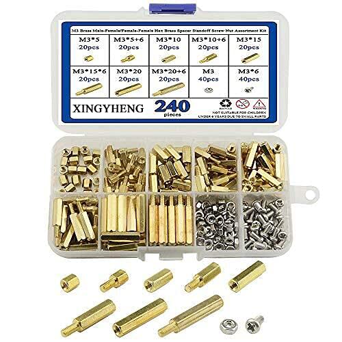 Afstandhouders & Steunstukken | Xingyheng 24 Stuks M3 Messing Mannen-Vrouwen/Vrouwen-Vrouwen Hex Messing Spacer Standoff Schroef Moer Assortiment Kit En RVS Schroef Moer Set (Messing M3) Afstandhouders & Steunstukken Afstandhouders & Steunstukken