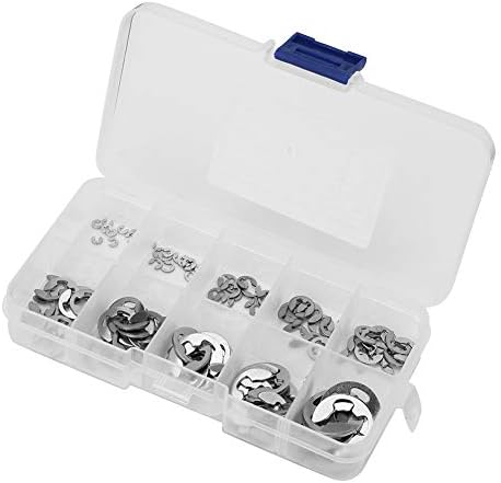 Veringringen | 12 Stuks E Clip Behoud Snap Opening Ring Circlip Kit, 1 Maat 1.5/2/3/4/5/6/7/8/9/1Mm Met Plastic Doos, 34 RVS E Clips Assortiment Kit Bevestigingsmiddelen Veringringen