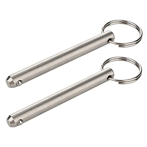 Pinnen | 2-Pack Lange Snelle Ontgrendelingspen, Diameter 3/8″ (9,5 mm), Gebruikbare Lengte 3″ (76 mm), Totale Lengte 3,6″ (92 mm), Volledig 316 RVS, Bimini Top Pen, Maritieme Hardware Bevestigingsmiddelen Pinnen